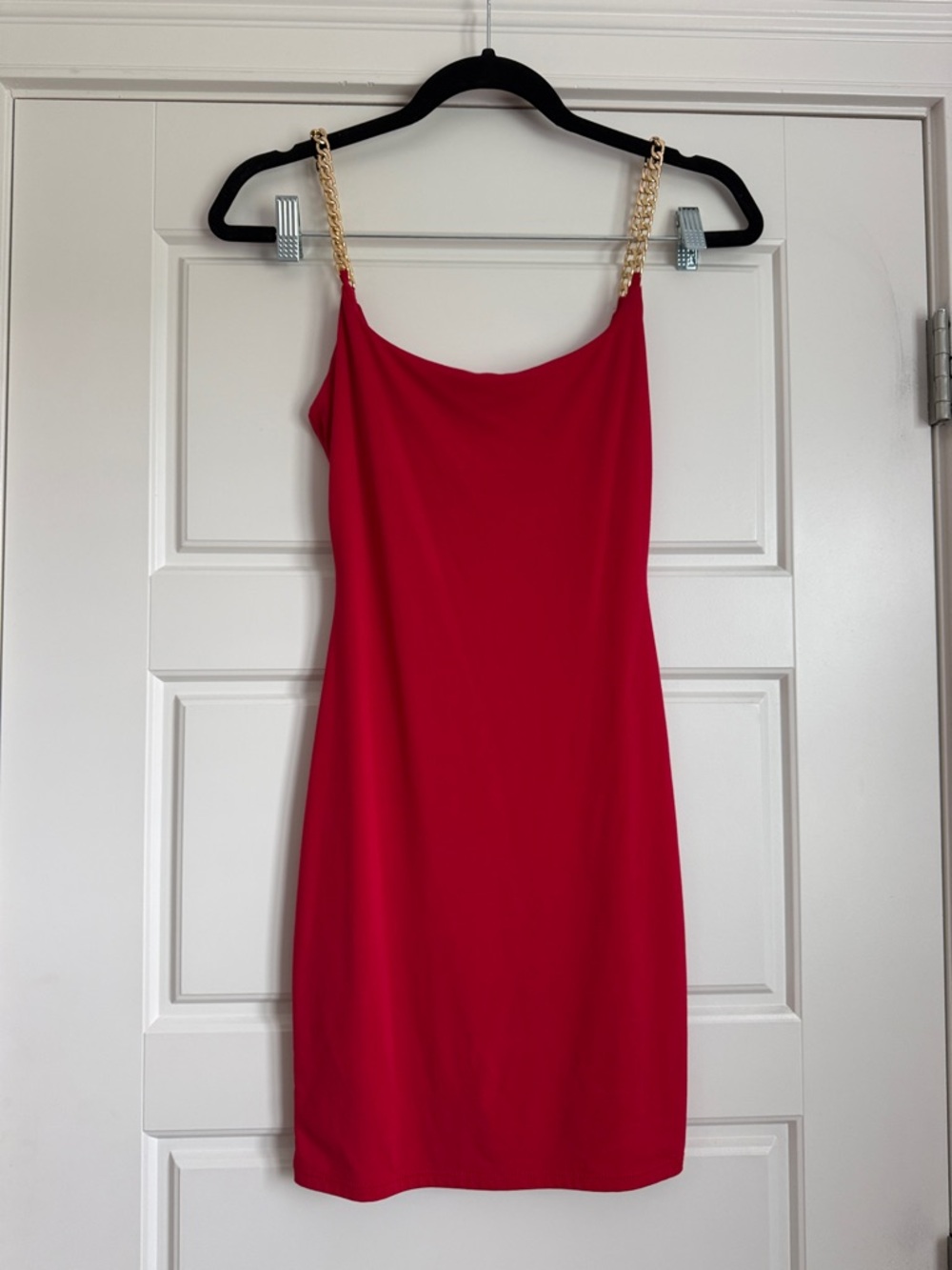 Windsor Red Mini Dress with Gold Chain Straps